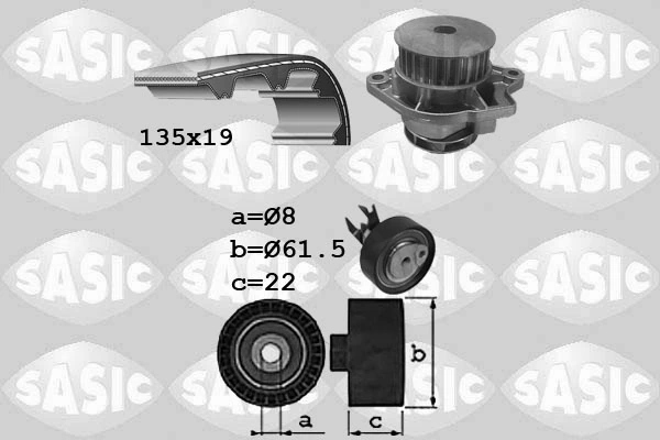 Veepump + hammasrihmakomplekt SASIC 3906087