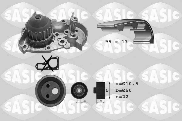 Veepump + hammasrihmakomplekt SASIC 3904002
