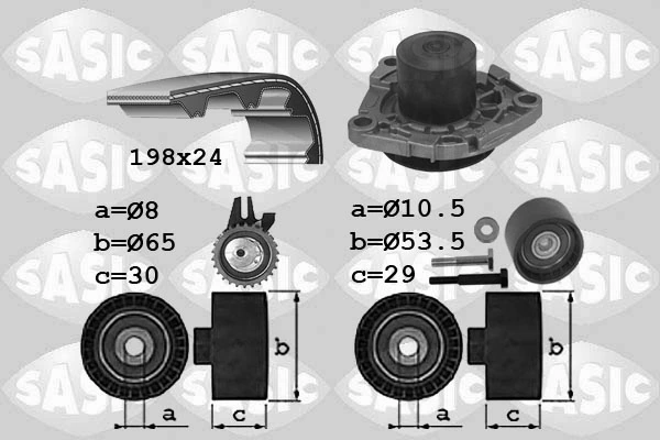 Veepump + hammasrihmakomplekt SASIC 3906033