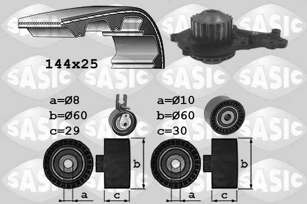 Veepump + hammasrihmakomplekt SASIC 3906109