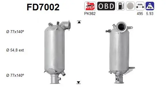 Tahma-/partikelfilter, väljalaskesüst. AS FD7002