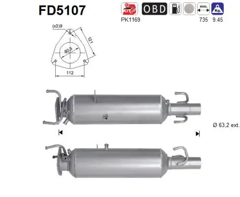 Tahma-/partikelfilter, väljalaskesüst. AS FD5107