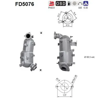 Tahma-/partikelfilter, väljalaskesüst. AS FD5076