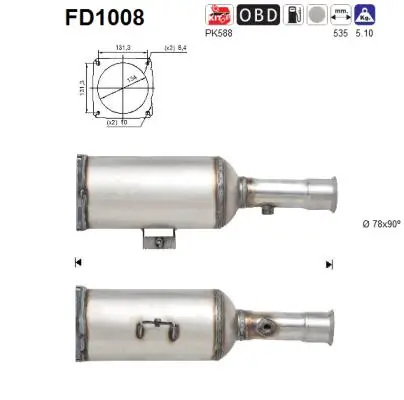 Tahma-/partikelfilter, väljalaskesüst. AS FD1008