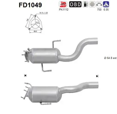 Tahma-/partikelfilter, väljalaskesüst. AS FD1049
