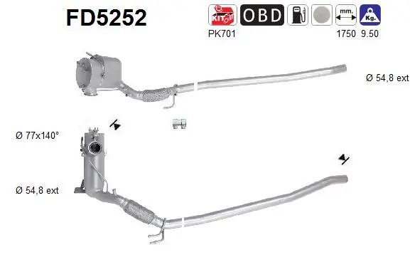 Tahma-/partikelfilter, väljalaskesüst. AS FD5252