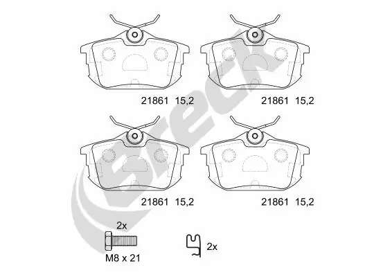 Piduriklotsi komplekt, ketaspidur BRECK 21861 00 704 10