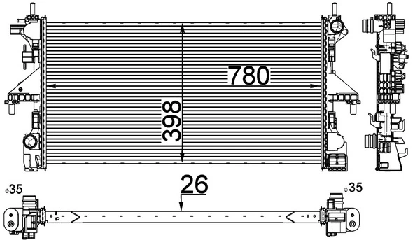 Radiaator, mootorijahutus MAHLE CR 808 000P