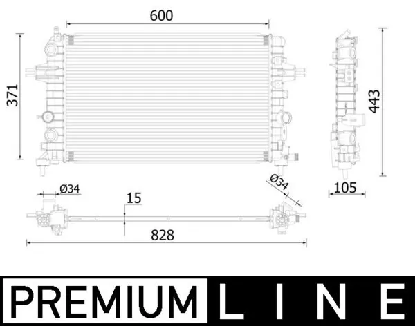 Radiaator, mootorijahutus MAHLE CR 2227 000P