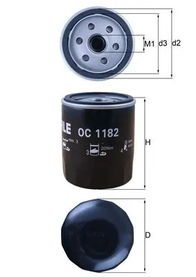 Õlifilter MAHLE OC 1182