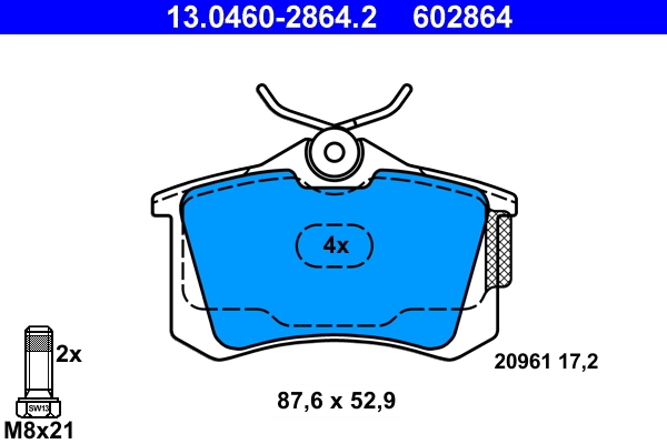 Piduriklotsi komplekt, ketaspidur ATE 13.0460-2864.2