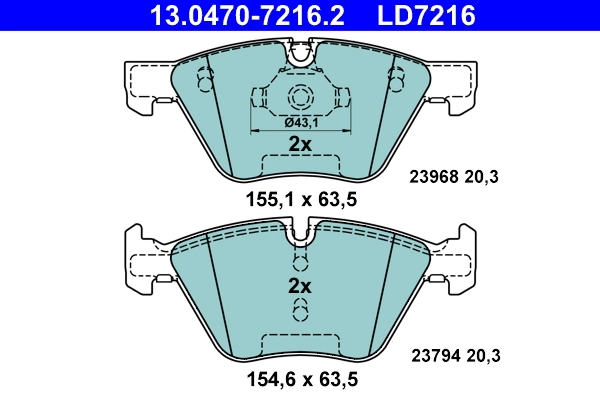 Piduriklotsi komplekt, ketaspidur ATE 13.0470-7216.2