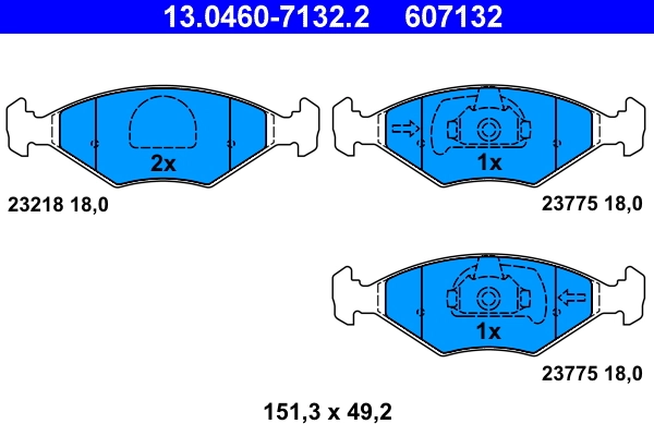 Piduriklotsi komplekt, ketaspidur ATE 13.0460-7132.2