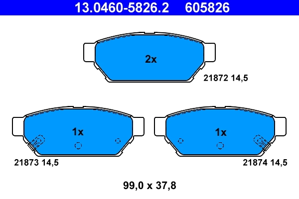 Piduriklotsi komplekt, ketaspidur ATE 13.0460-5826.2