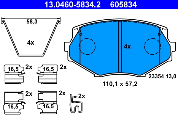 Piduriklotsi komplekt, ketaspidur ATE 13.0460-5834.2