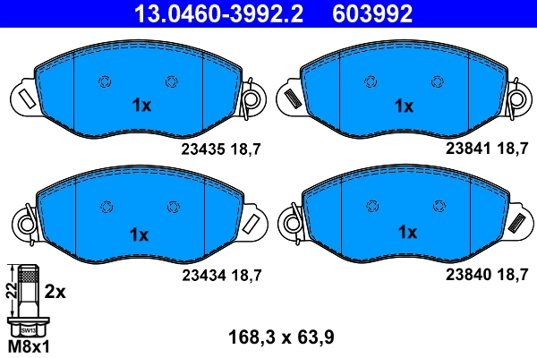 Piduriklotsi komplekt, ketaspidur ATE 13.0460-3992.2