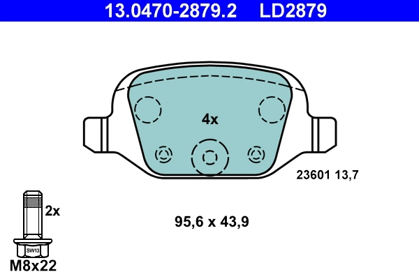 Piduriklotsi komplekt, ketaspidur ATE 13.0470-2879.2