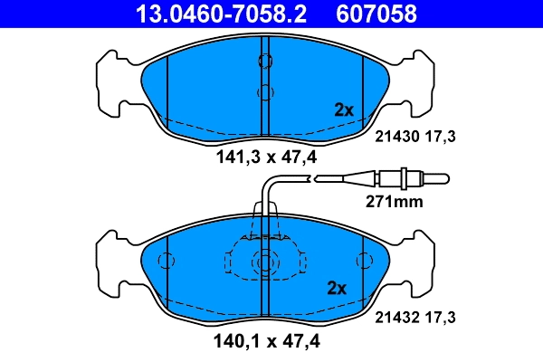 Piduriklotsi komplekt, ketaspidur ATE 13.0460-7058.2