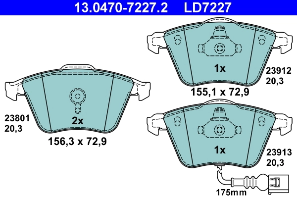 Piduriklotsi komplekt, ketaspidur ATE 13.0470-7227.2