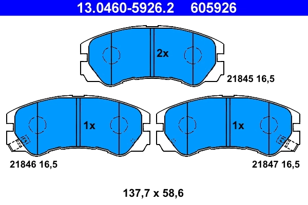 Piduriklotsi komplekt, ketaspidur ATE 13.0460-5926.2