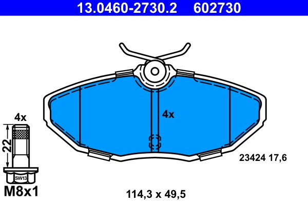 Piduriklotsi komplekt, ketaspidur ATE 13.0460-2730.2