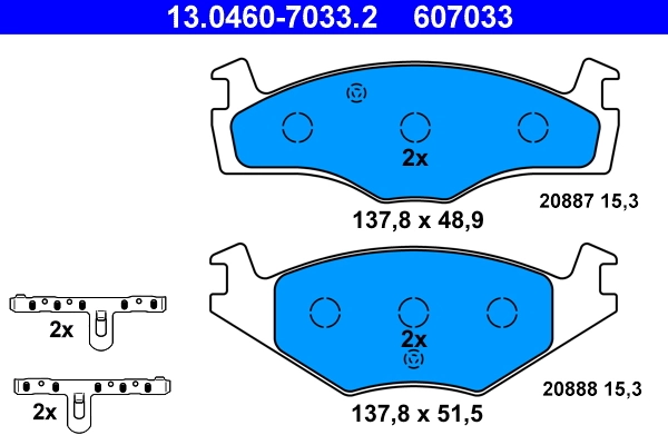 Piduriklotsi komplekt, ketaspidur ATE 13.0460-7033.2