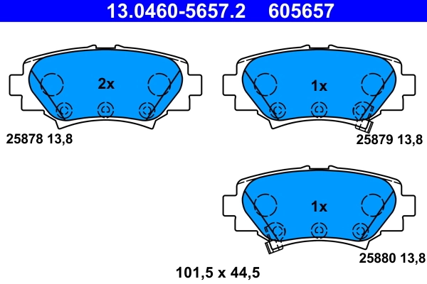 Piduriklotsi komplekt, ketaspidur ATE 13.0460-5657.2