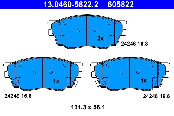 Piduriklotsi komplekt, ketaspidur ATE 13.0460-5822.2