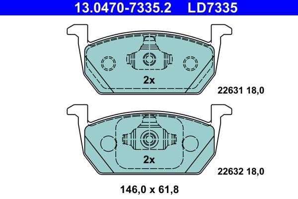 Piduriklotsi komplekt, ketaspidur ATE 13.0470-7335.2