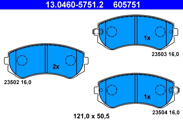 Piduriklotsi komplekt, ketaspidur ATE 13.0460-5751.2