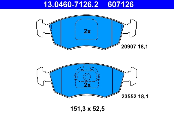 Piduriklotsi komplekt, ketaspidur ATE 13.0460-7126.2