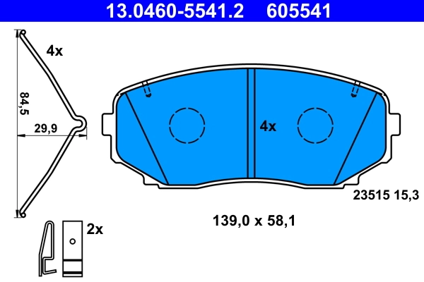 Piduriklotsi komplekt, ketaspidur ATE 13.0460-5541.2