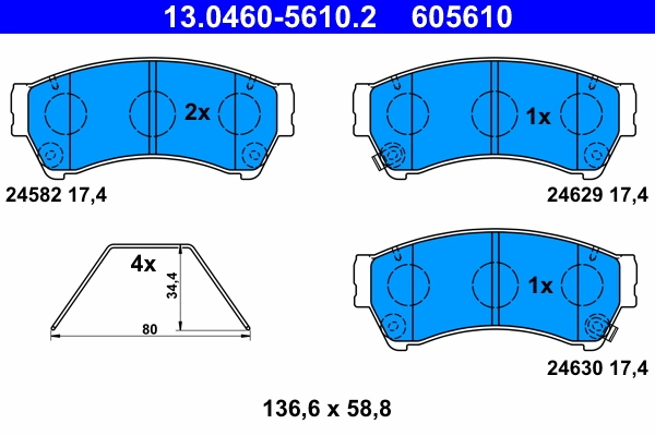 Piduriklotsi komplekt, ketaspidur ATE 13.0460-5610.2