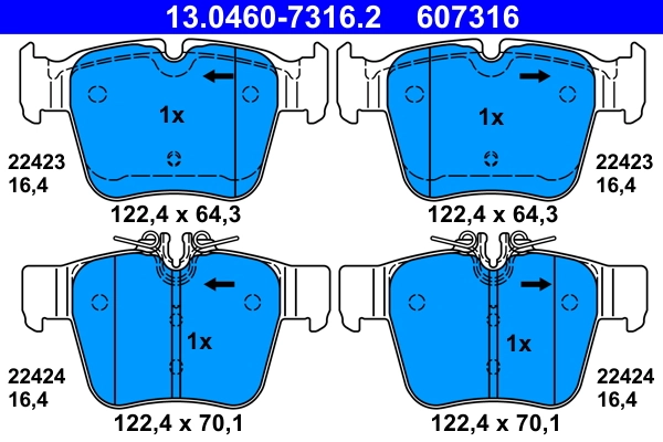 Piduriklotsi komplekt, ketaspidur ATE 13.0460-7316.2