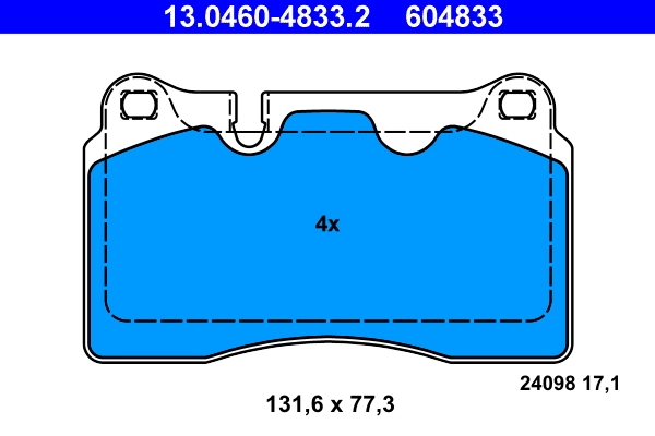 Piduriklotsi komplekt, ketaspidur ATE 13.0460-4833.2