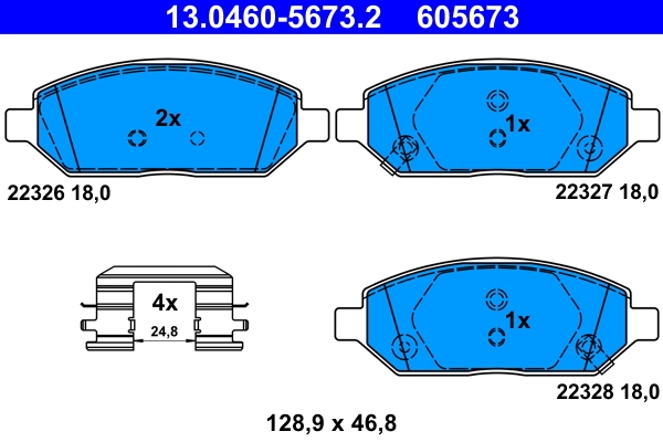 Piduriklotsi komplekt, ketaspidur ATE 13.0460-5673.2