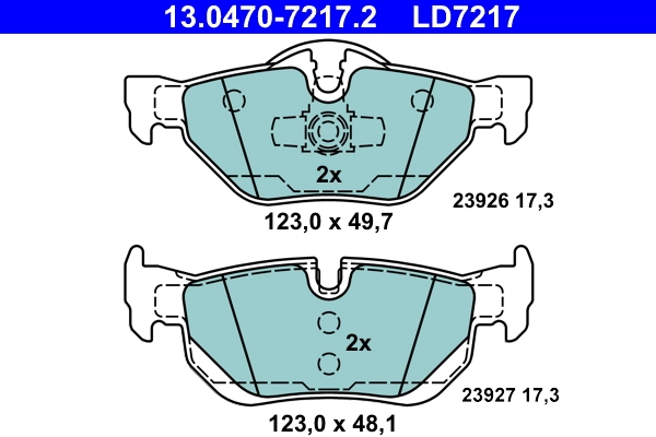 Piduriklotsi komplekt, ketaspidur ATE 13.0470-7217.2