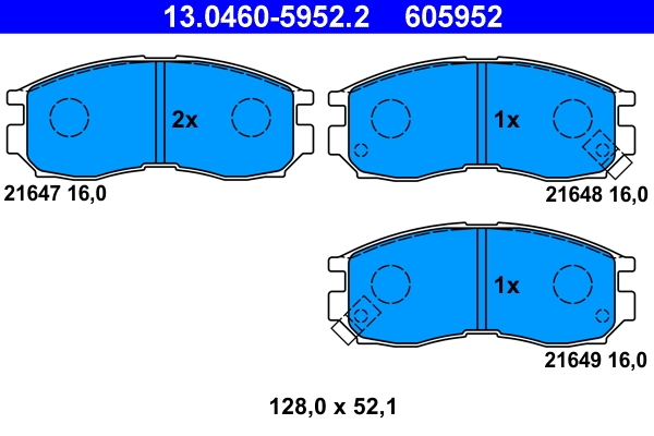 Piduriklotsi komplekt, ketaspidur ATE 13.0460-5952.2