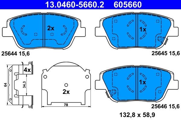 Piduriklotsi komplekt, ketaspidur ATE 13.0460-5660.2