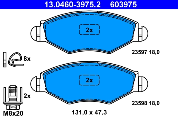 Piduriklotsi komplekt, ketaspidur ATE 13.0460-3975.2