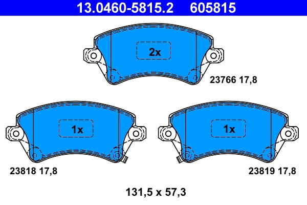 Piduriklotsi komplekt, ketaspidur ATE 13.0460-5815.2