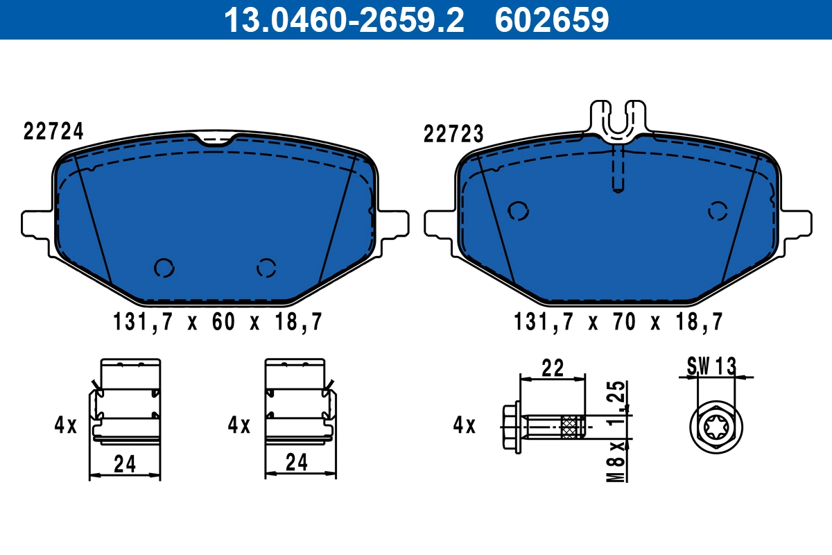 Piduriklotsi komplekt, ketaspidur ATE 13.0460-2659.2