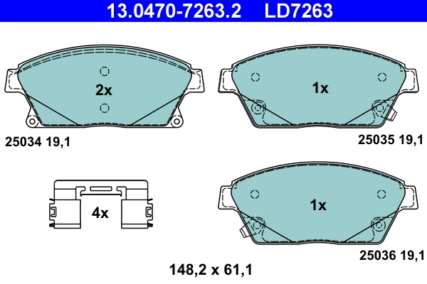 Piduriklotsi komplekt, ketaspidur ATE 13.0470-7263.2