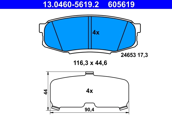 Piduriklotsi komplekt, ketaspidur ATE 13.0460-5619.2