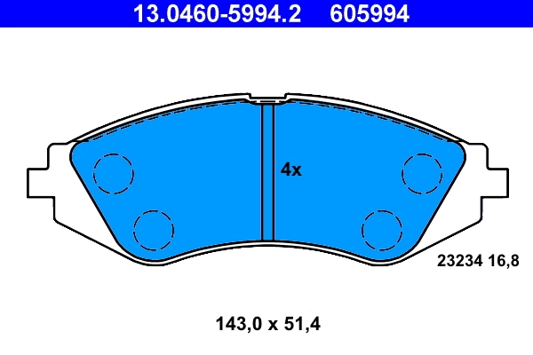 Piduriklotsi komplekt, ketaspidur ATE 13.0460-5994.2