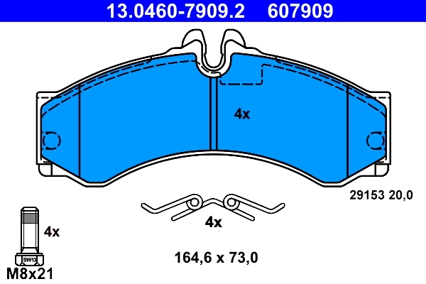 Piduriklotsi komplekt, ketaspidur ATE 13.0460-7909.2