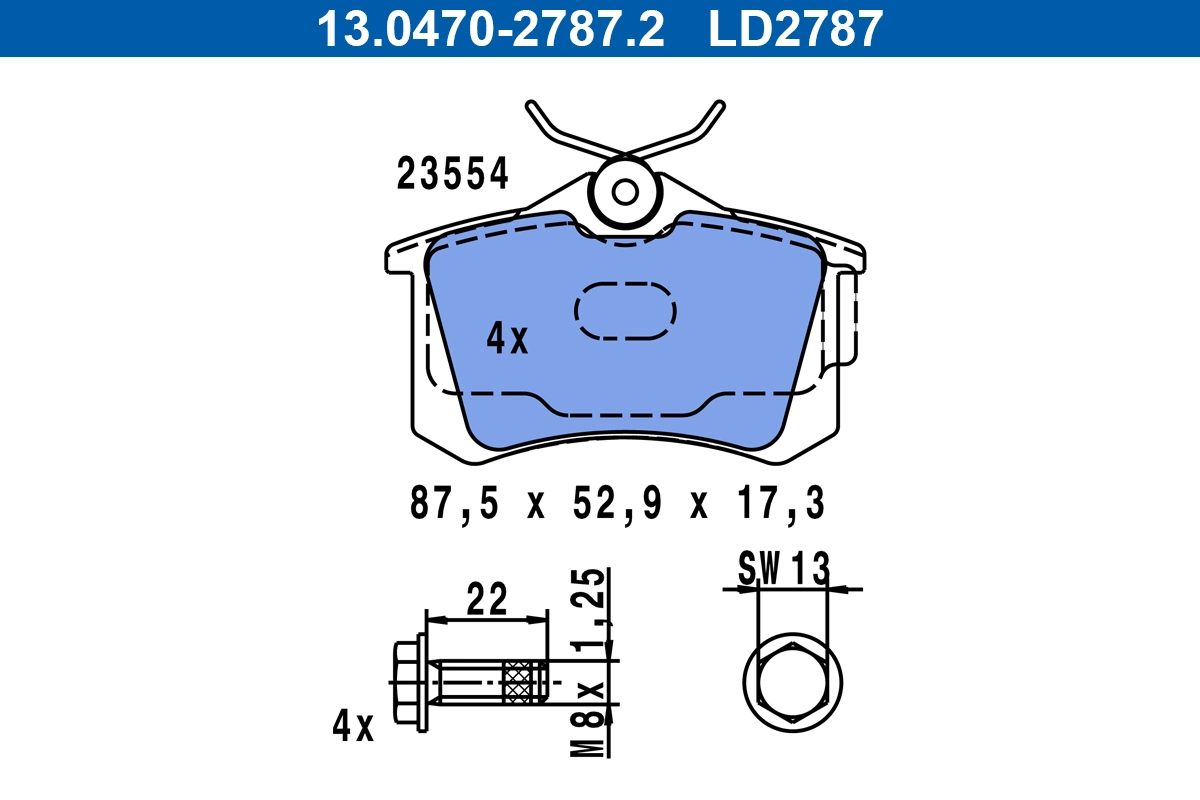 Piduriklotsi komplekt, ketaspidur ATE 13.0470-2787.2