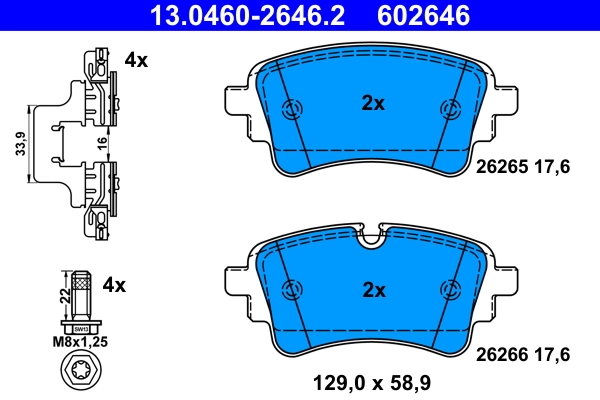 Piduriklotsi komplekt, ketaspidur ATE 13.0460-2646.2