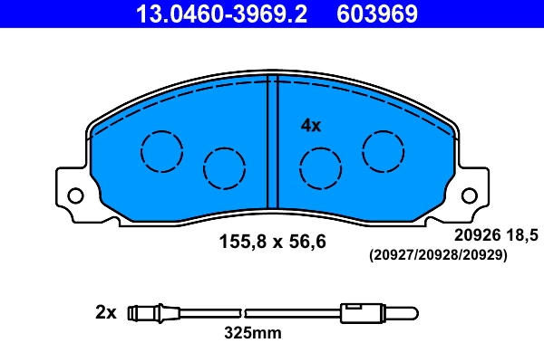 Piduriklotsi komplekt, ketaspidur ATE 13.0460-3969.2