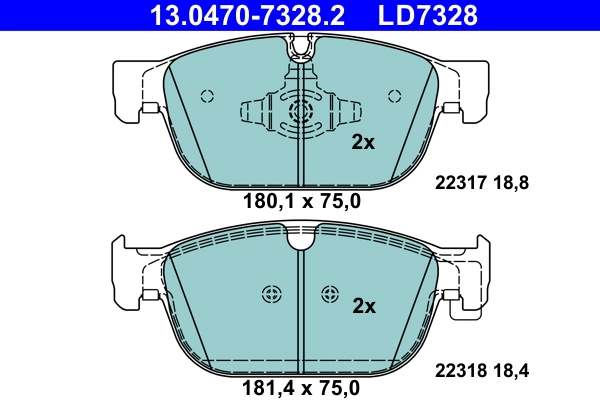 Piduriklotsi komplekt, ketaspidur ATE 13.0470-7328.2